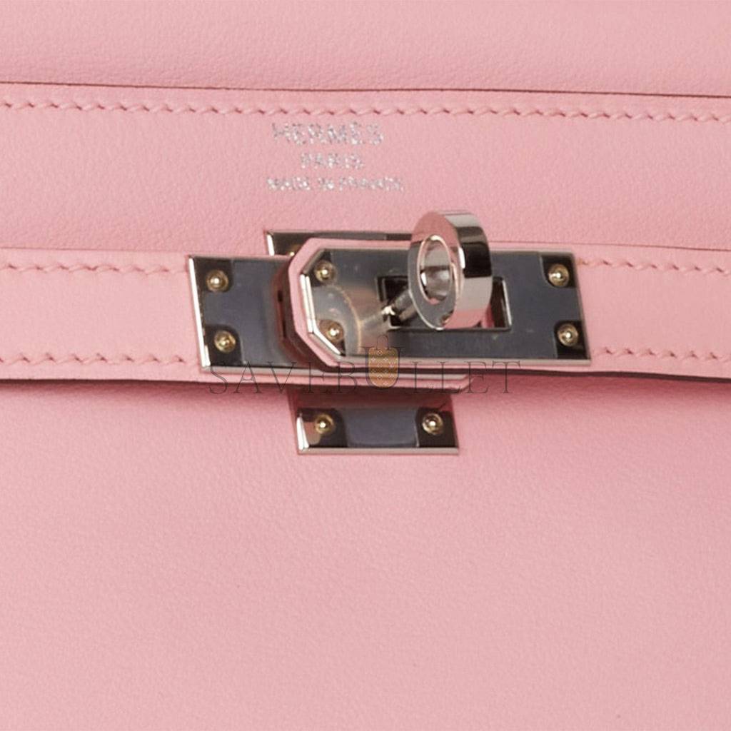 H**mes kelly retourne 25 rose sakura swift palladium hardware handmade (25*17*7cm)