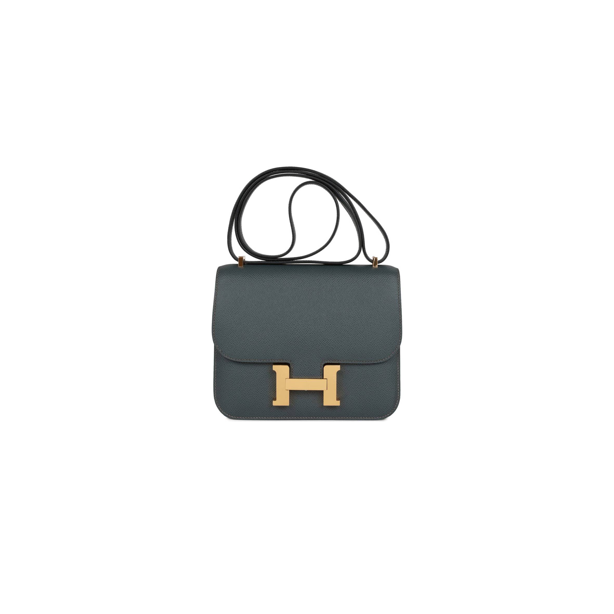 H**mes pre-loved H**mes constance 18 bleu orage epsom gold hardware (18*16*5cm)
