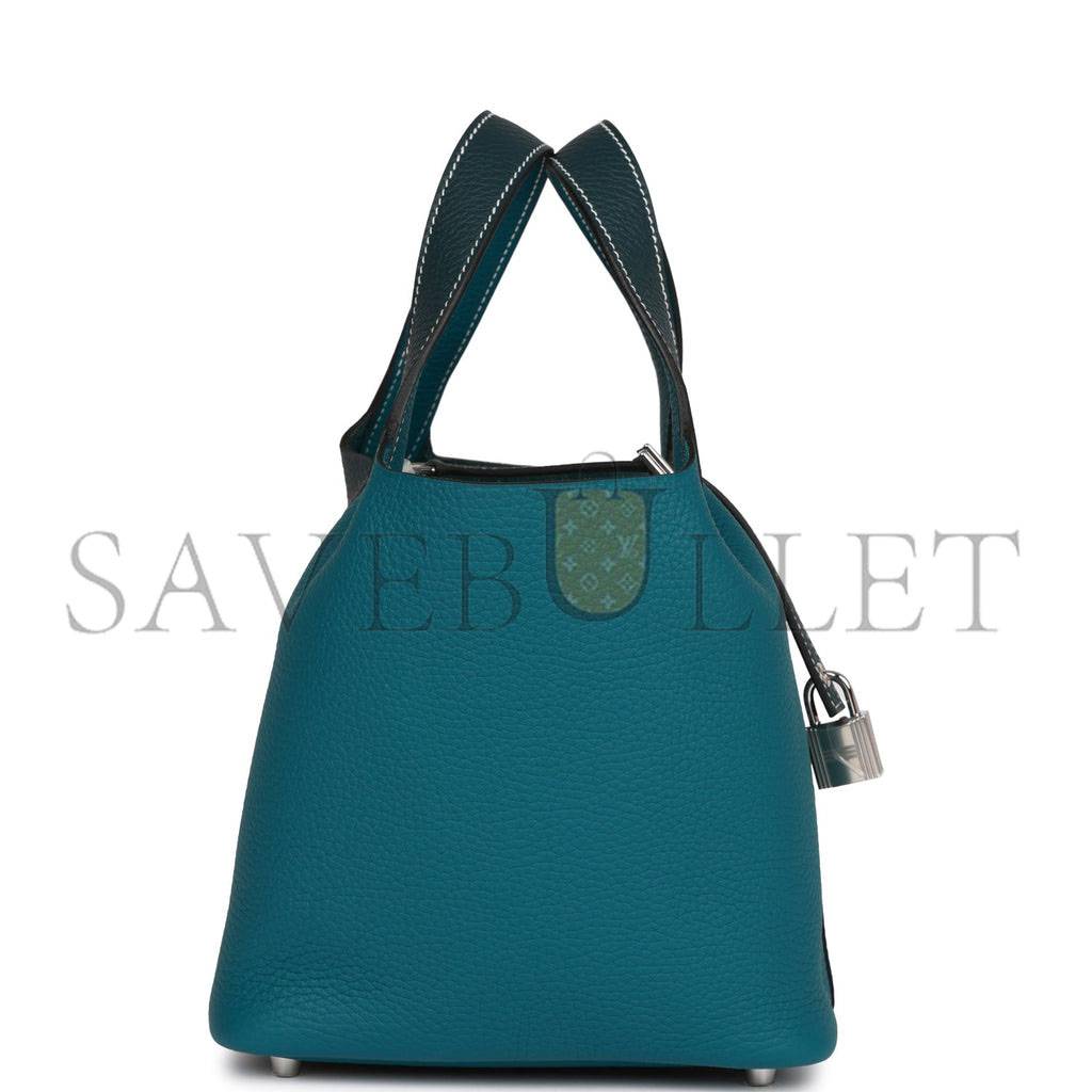 H**mes picotin lock 18 casaque vert cypress and vert bosphore palladium hardware(18*13*18cm)
