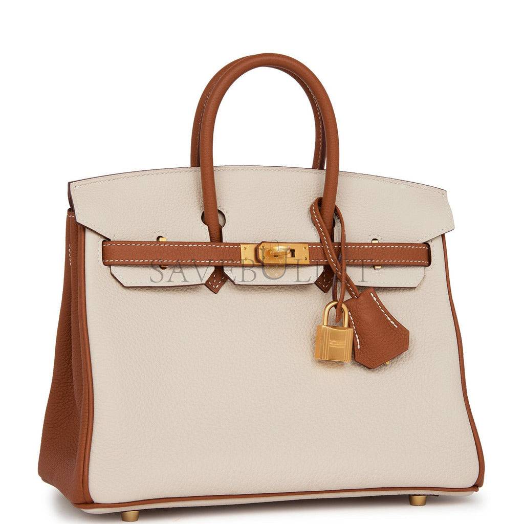 H**mes special order (hss) birkin 25 craie and gold togo brushed gold hardware handmade (25cm)