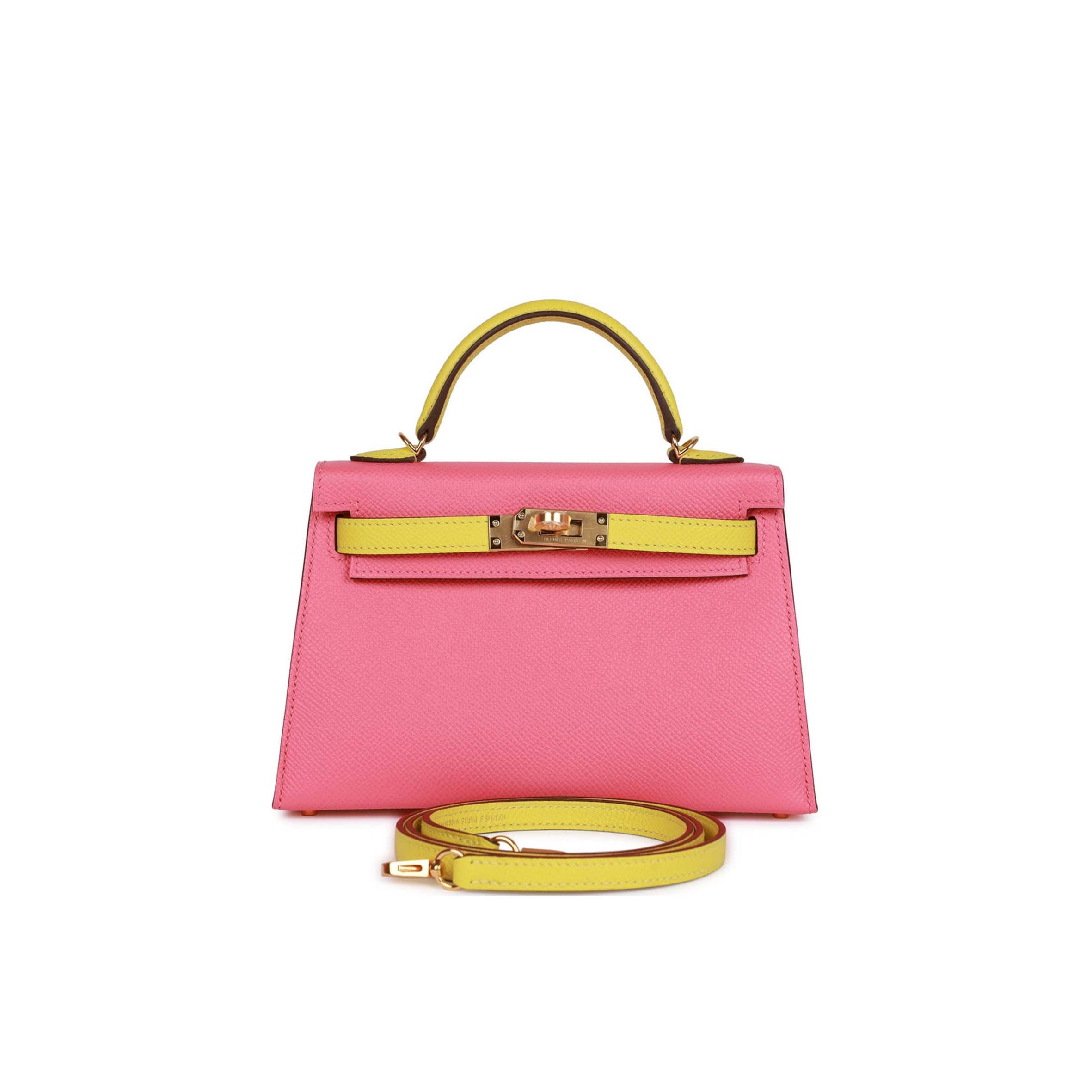 H**mes special order (hss) kelly mini sellier 20 rose azalee and lime epsom gold hardware (19*12*5.5cm)