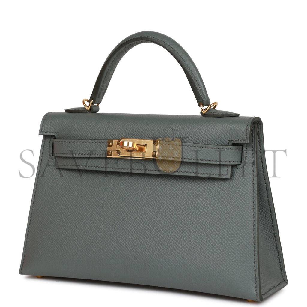 H**mes mini kelly sellier 20 vert amande epsom gold hardware (19*12*5.5cm)