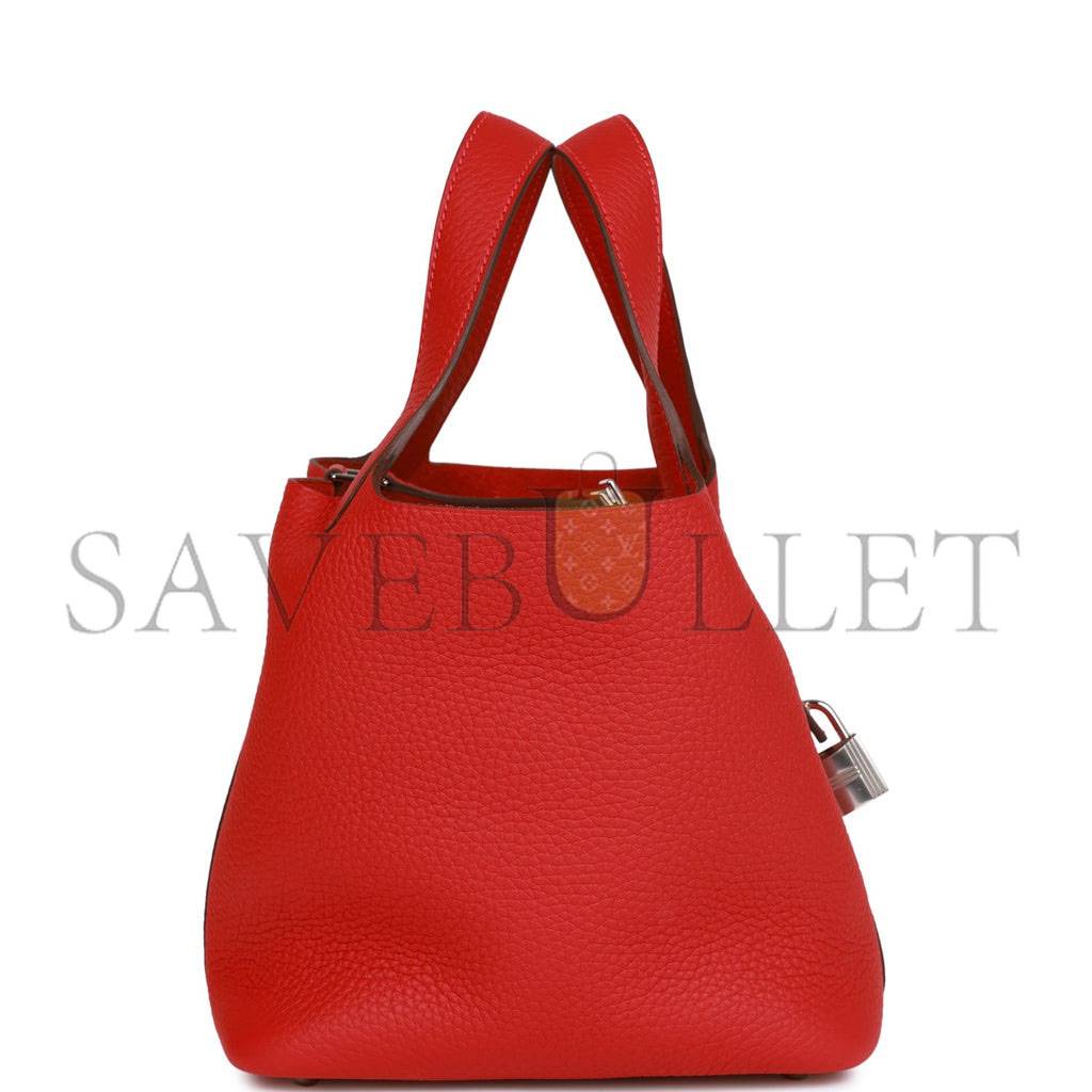 H**mes picotin lock 18 vermillion clemence palladium hardware (18*13*18cm)