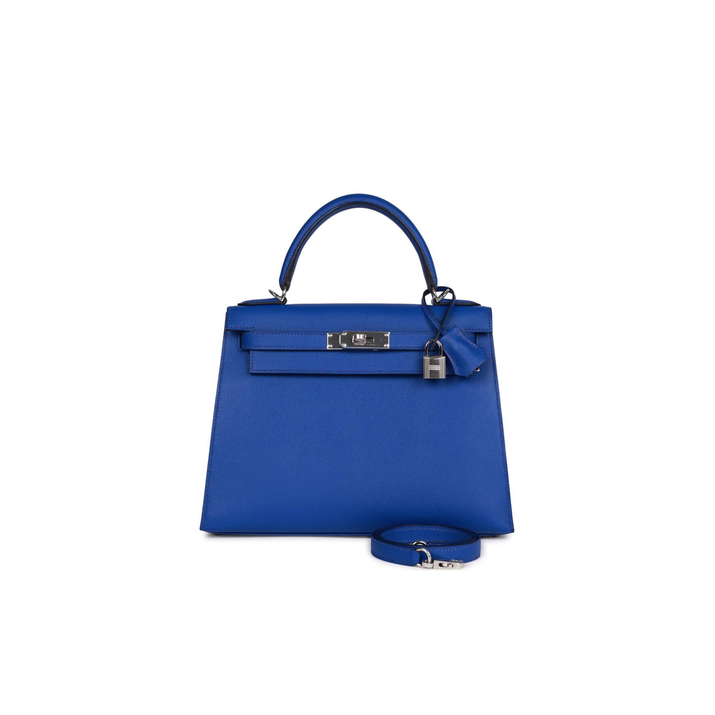 H**mes bleu royal epsom sellier kelly 28cm palladium hardware (28cm)