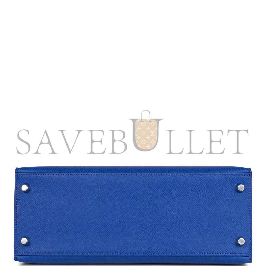 H**mes bleu royal epsom sellier kelly 28cm palladium hardware (28cm)