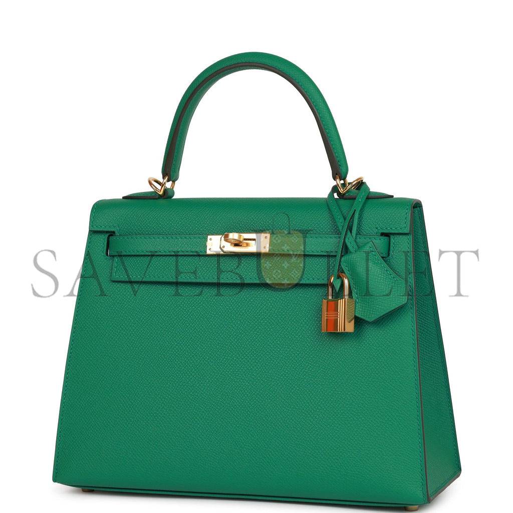 H**mes kelly sellier 25 vert vertigo epsom gold hardware handmade (25*17*7cm)