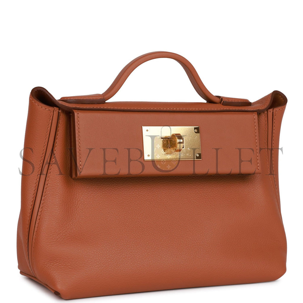 H**mes mini 2424 bag gold evercolor and swift gold hardware (23*16*11cm)
