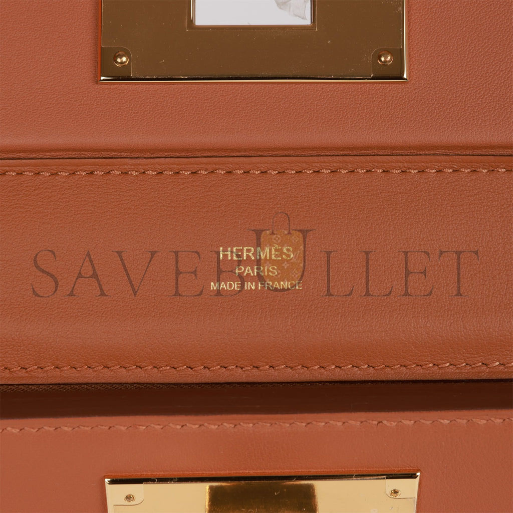 H**mes mini 2424 bag gold evercolor and swift gold hardware (23*16*11cm)