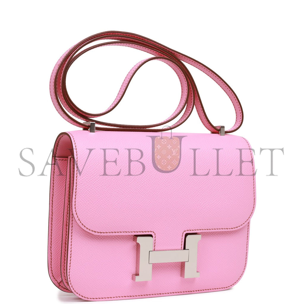 H**mes constance 18 bubblegum epsom palladium hardware (18cm)