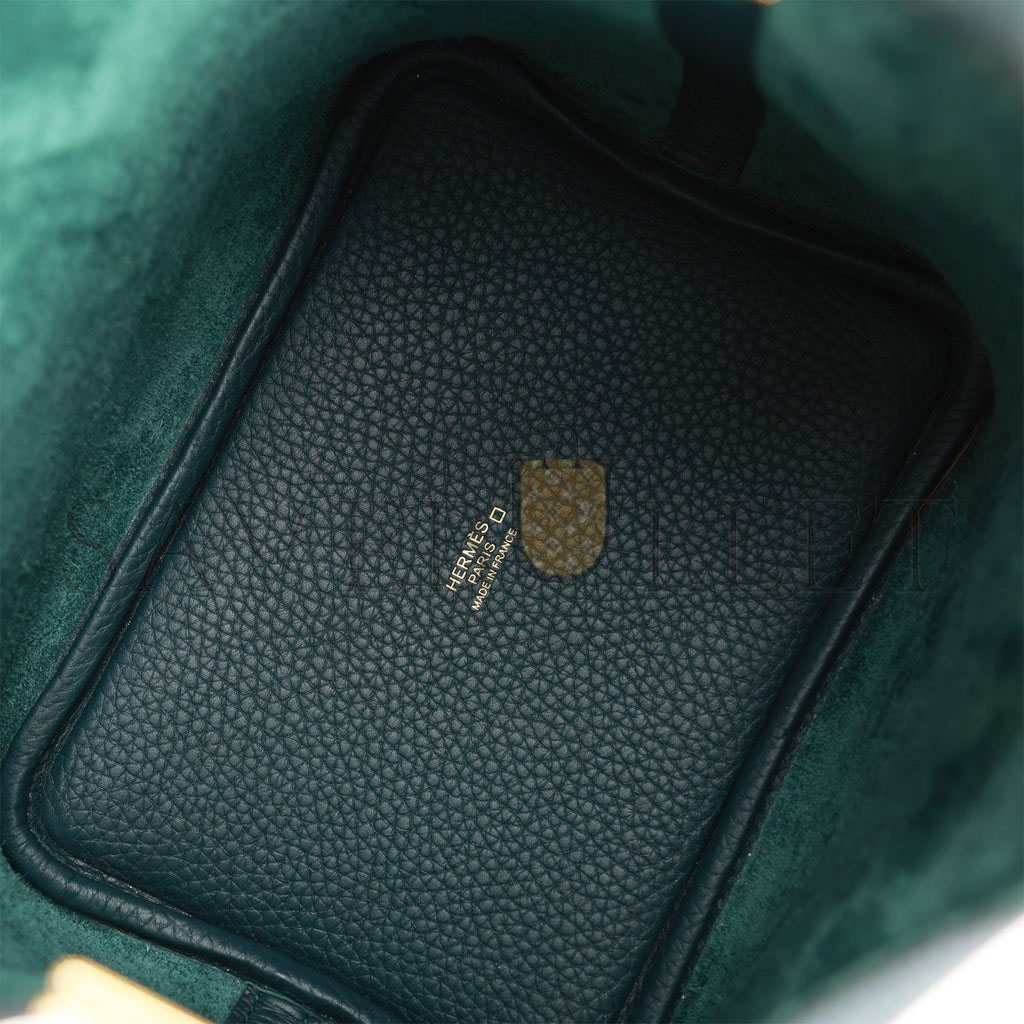 H**mes picotin lock 18 vert cypress matte alligator and clemence touch gold hardware (18*13*18cm)