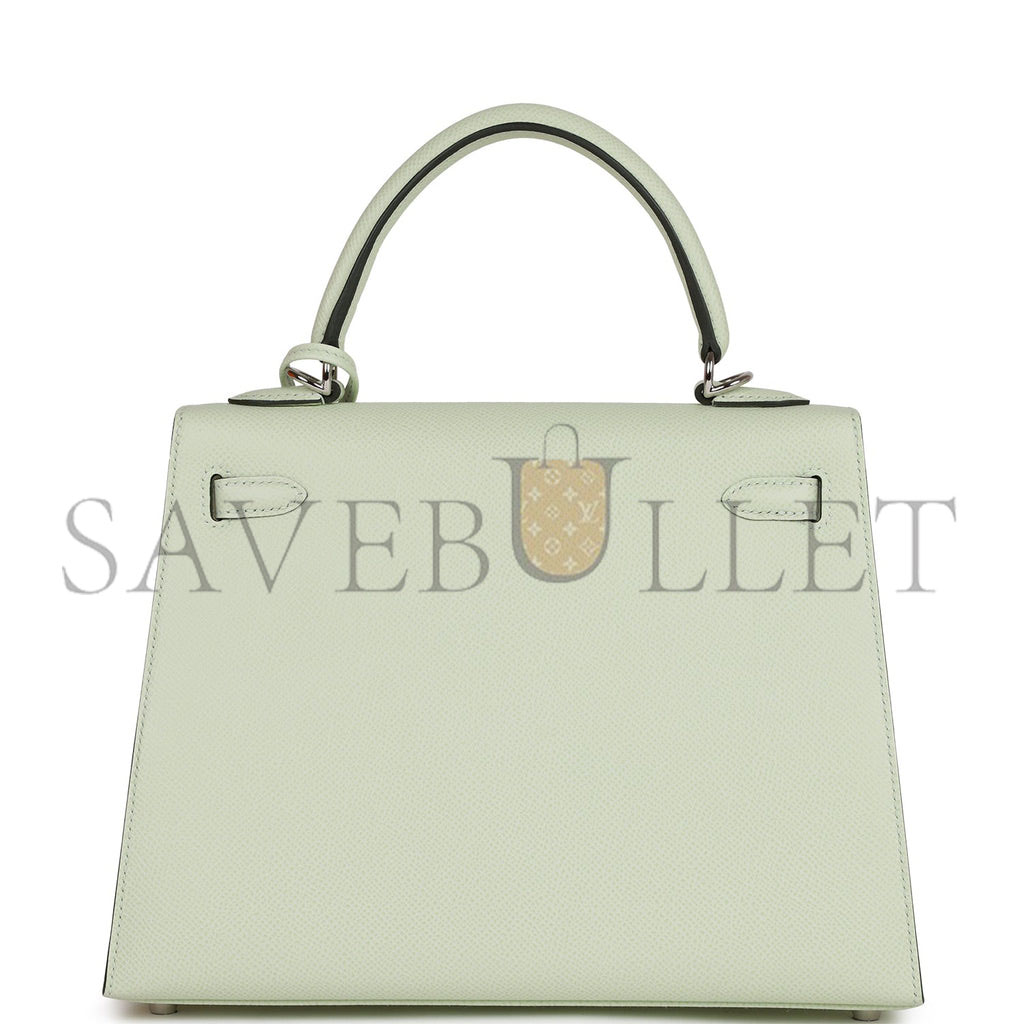 H**mes kelly sellier 25 vert fizz epsom palladium hardware handmade (25*17*7cm)
