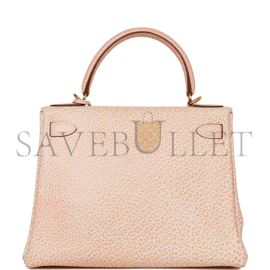 H**mes vintage H**mes kelly retourne 28 orange dalmatian buffalo gold hardware(28*22*10cm)