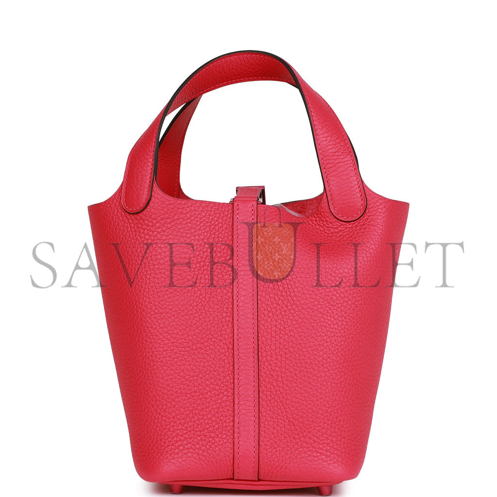 H**mes monochrome picotin 18 rose mexico clemence pink hardware (18*12*19cm)