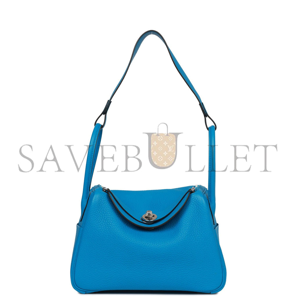 H**mes lindy 26 bleu zanzibar verso clemence palladium hardware(26*18*12cm)