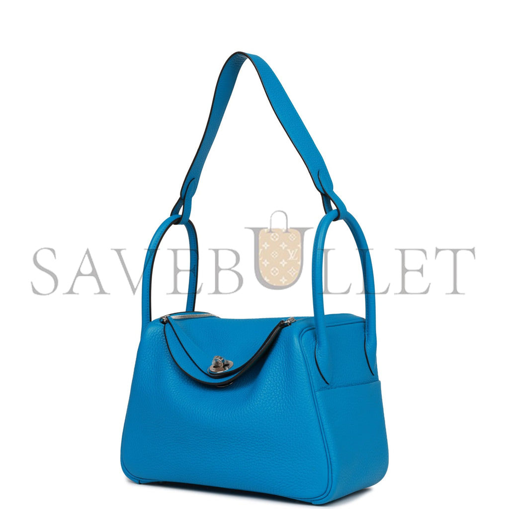 H**mes lindy 26 bleu zanzibar verso clemence palladium hardware(26*18*12cm)
