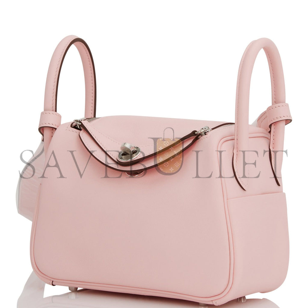 H**mes mini lindy rose sakura swift palladium hardware (19*12.5*9)