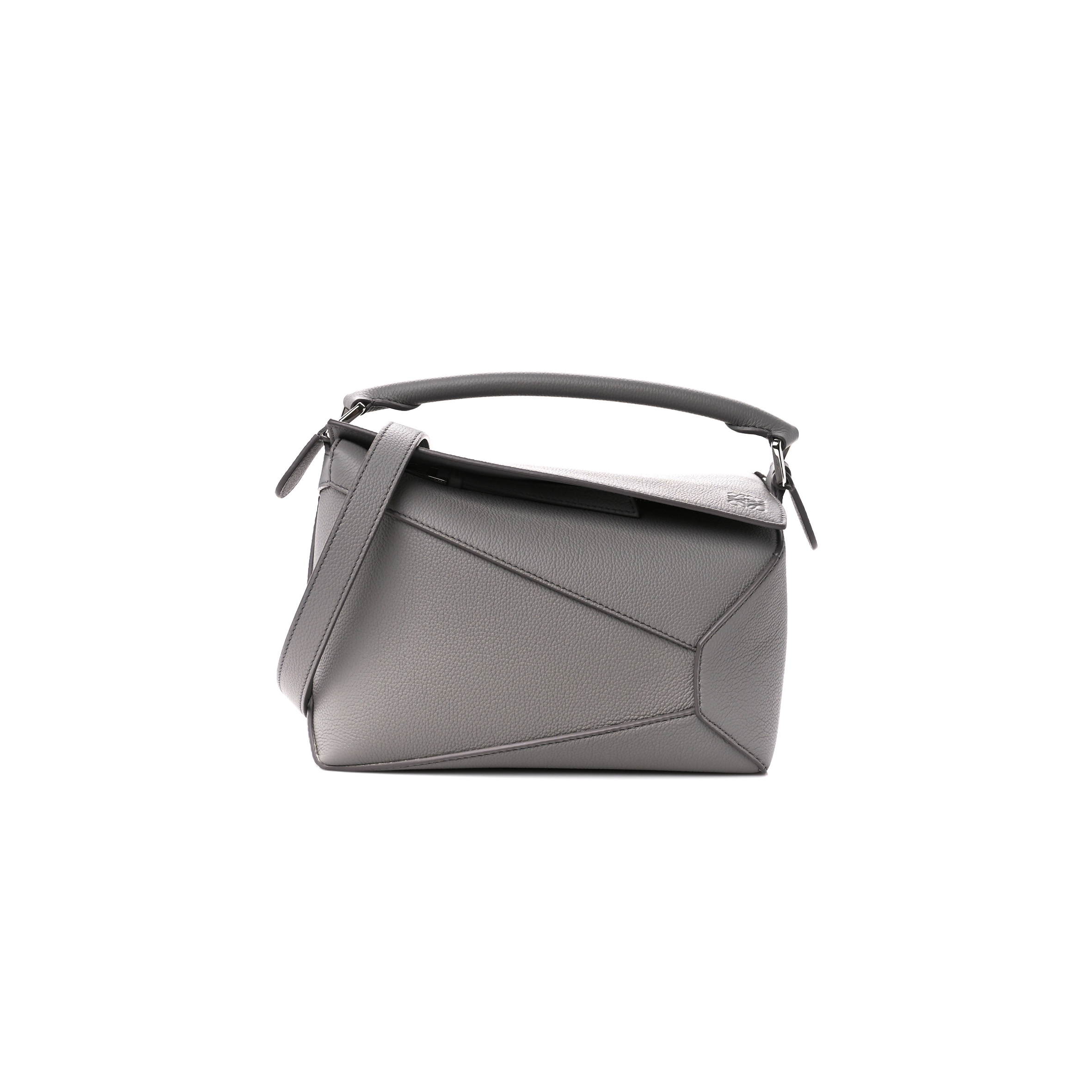 l*ew* soft grained calfskin small puzzle edge bag pearl grey (24*16.5*10.5cm)