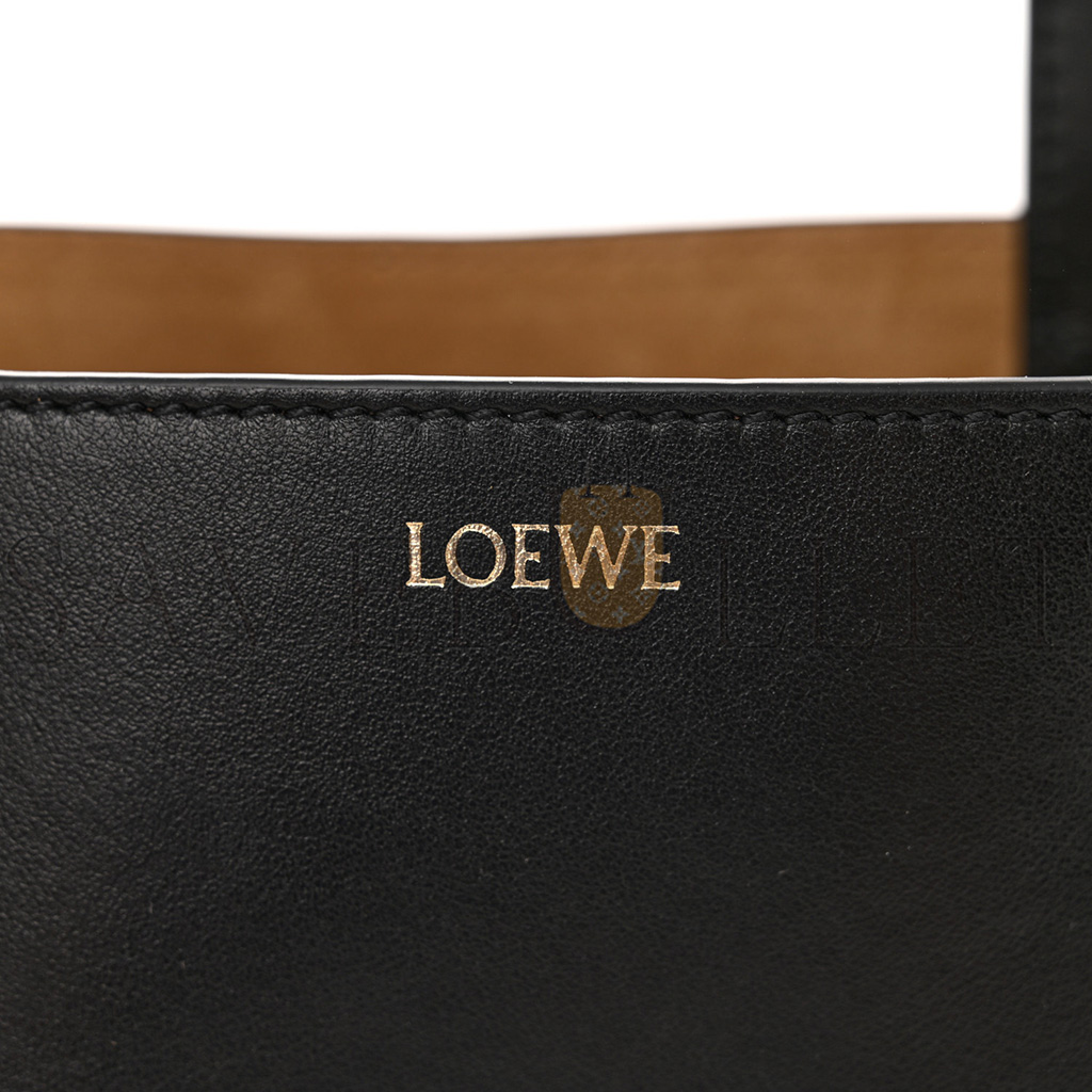 l*ew* shiny calfskin mini puzzle fold tote black (20*16*9cm)