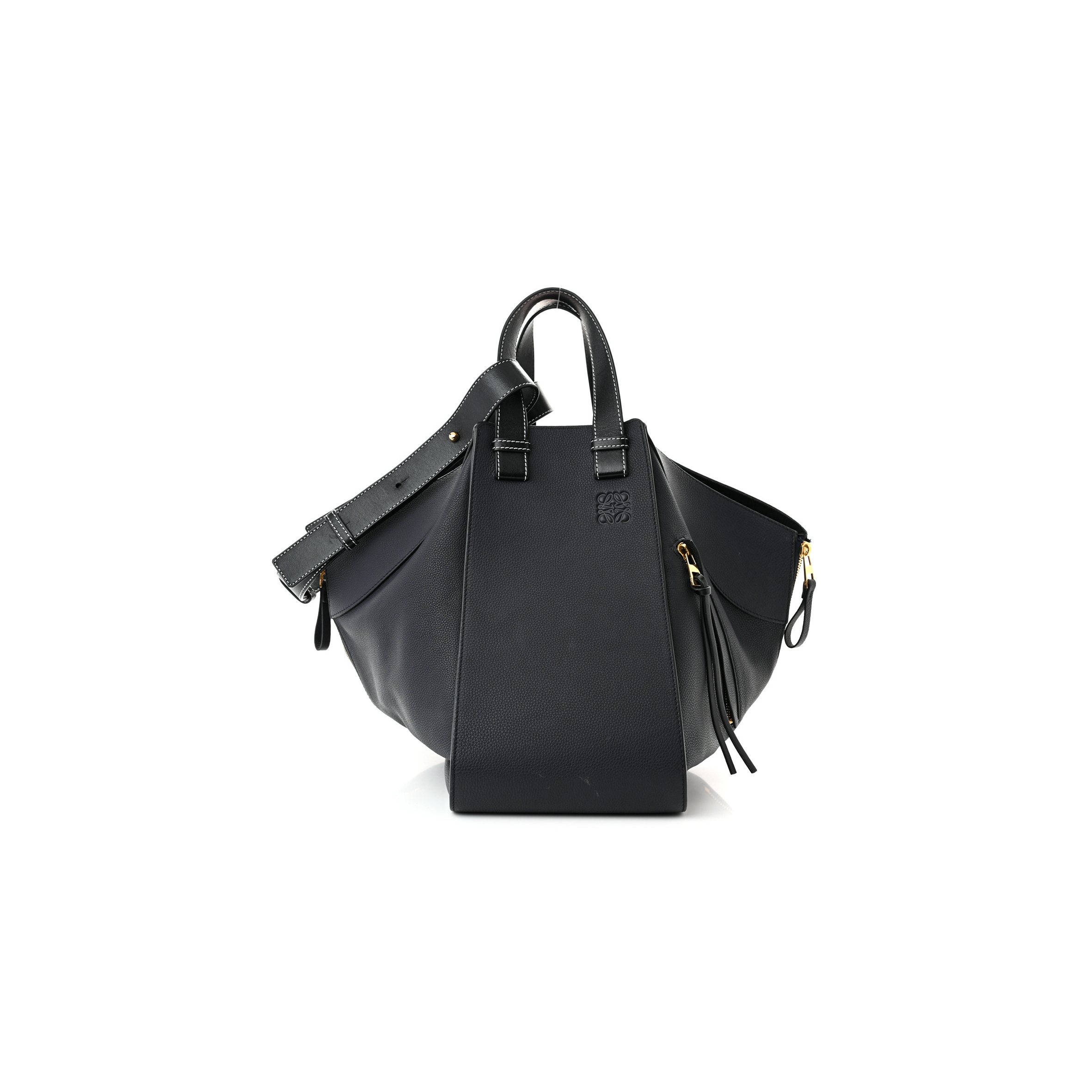 l*ew* calfskin medium hammock shoulder bag black (33*31*17cm)