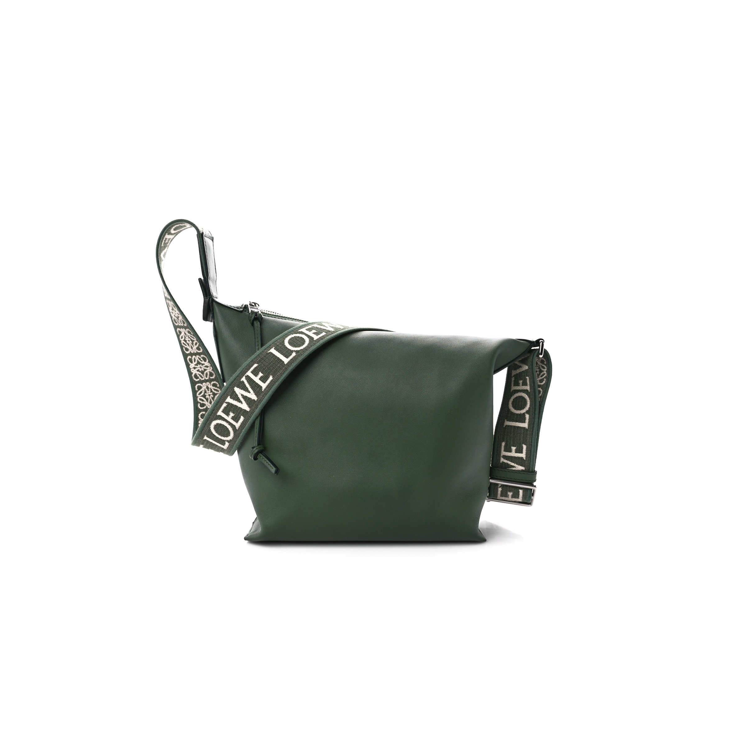 l*ew* S*pple smooth calfskin jacquard cubi crossbody bag green (33*29*17cm)