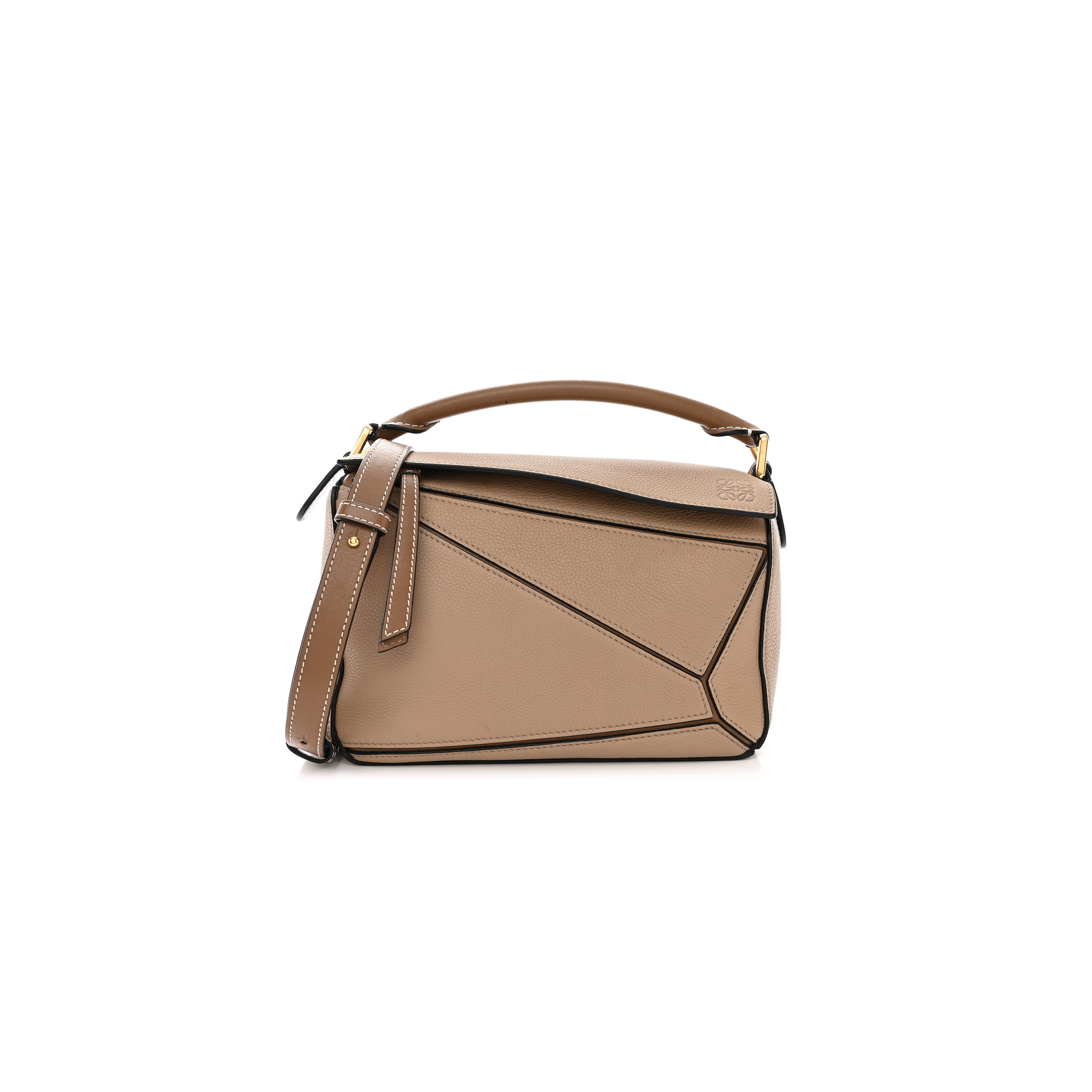 l*ew* grained calfskin small puzzle bag sand mink (24*16.5*10.5cm)