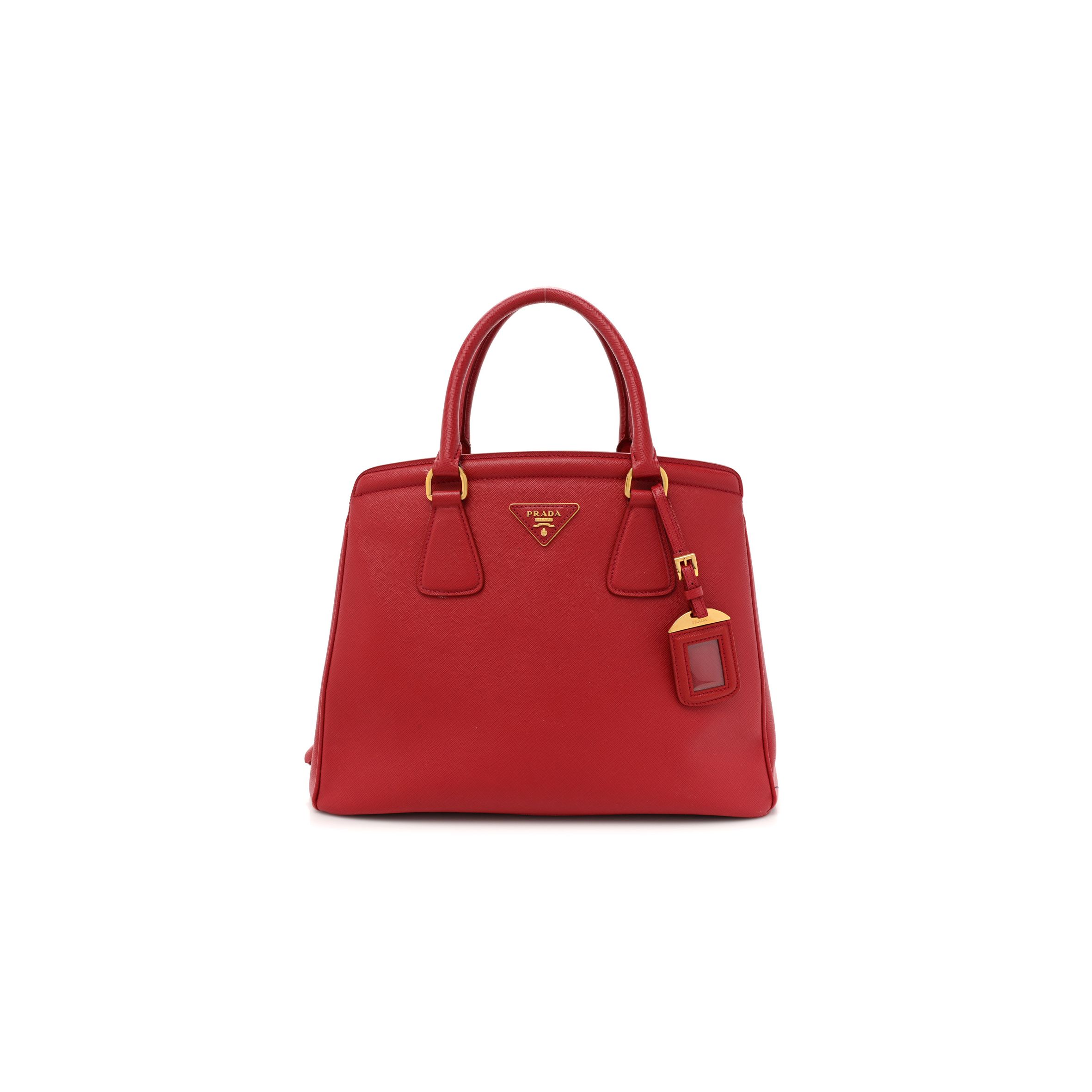 Pra*a saffiano lux parabole tote fuoco (34*26*15cm)