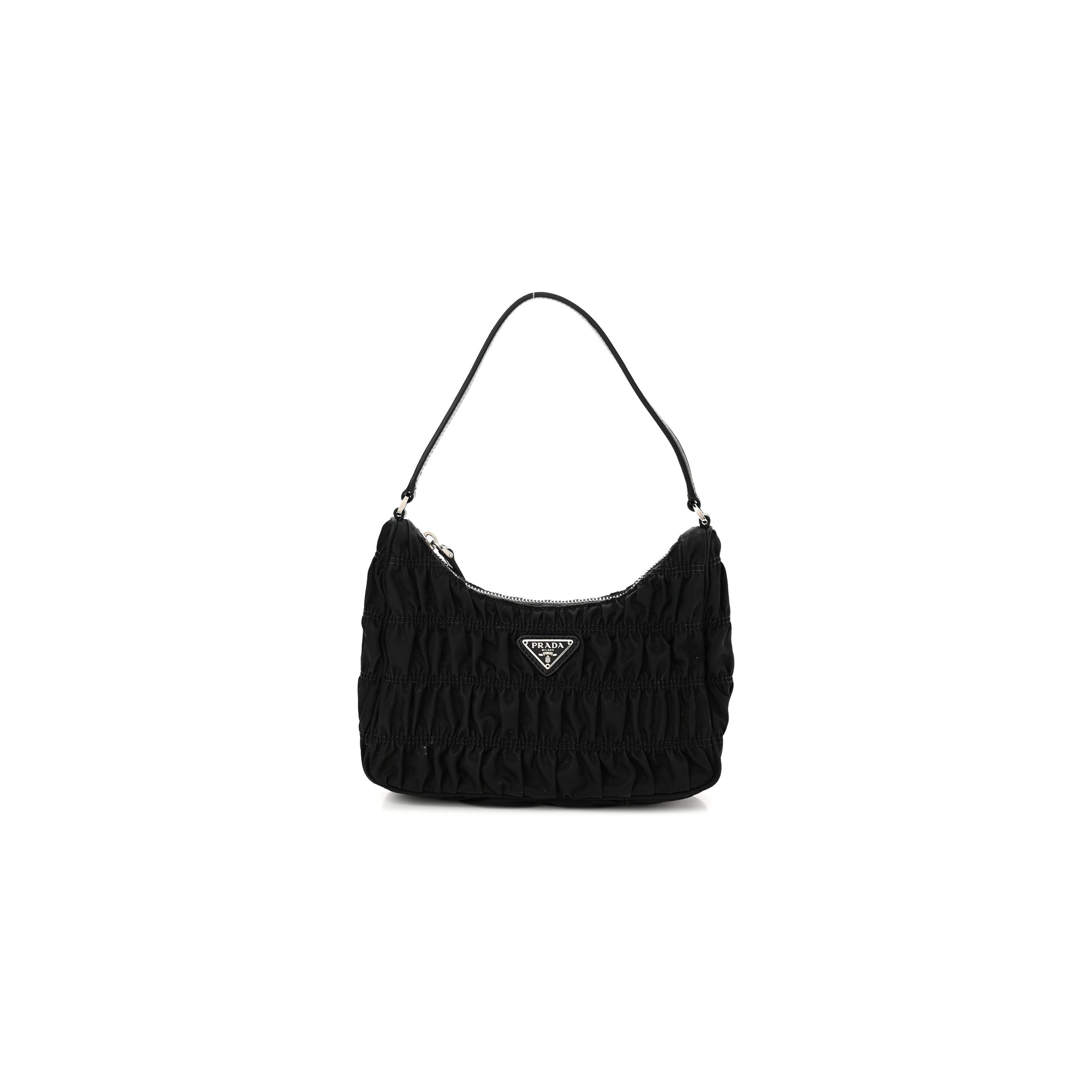 Pra*a tessuto nylon gaufre shoulder bag black (20*17*6cm)