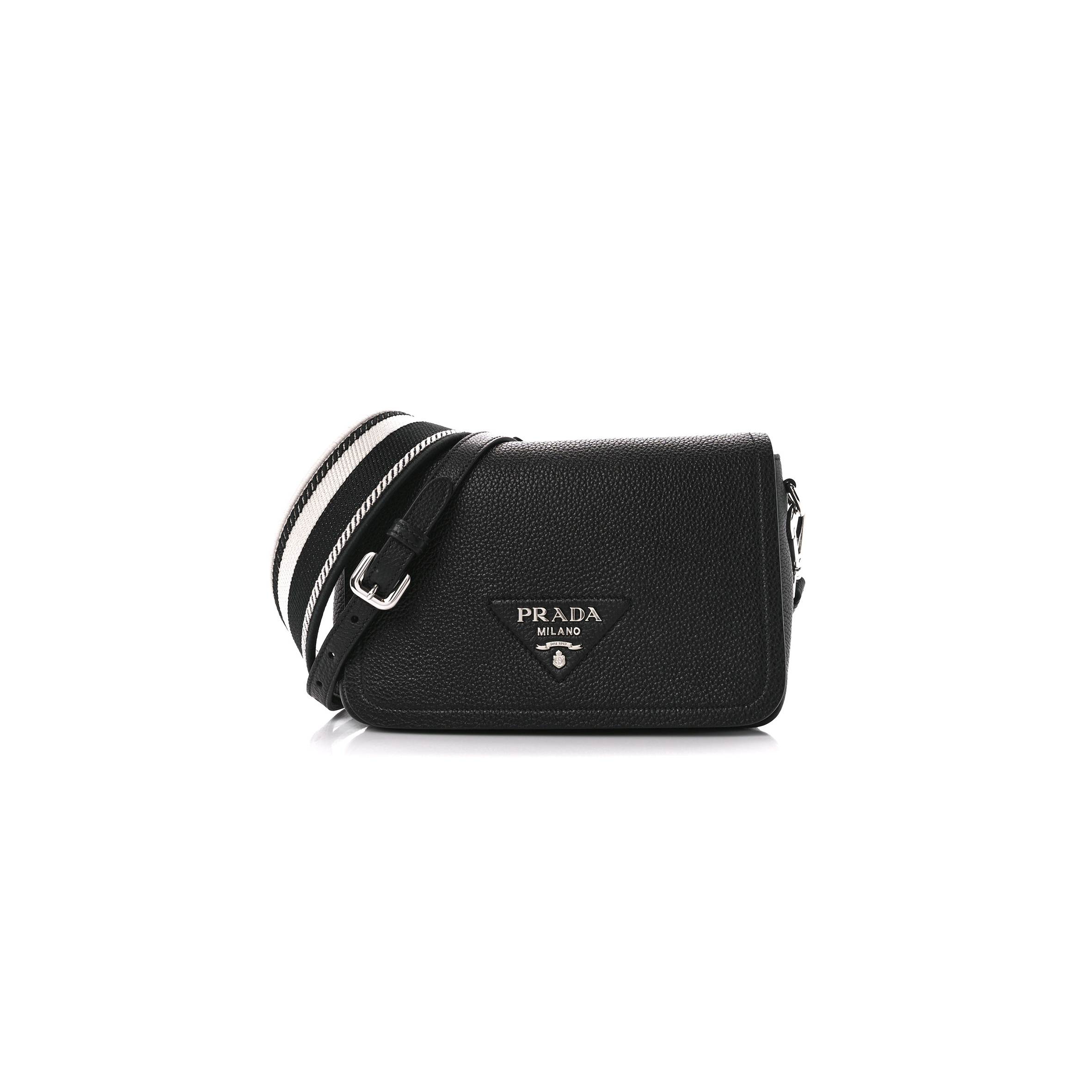 Pra*a vitello daino flou flap crossbody black (23*15*8cm)