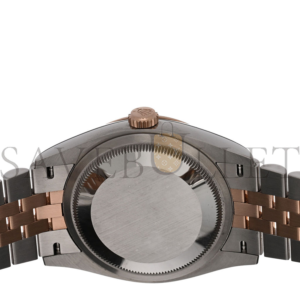 R*l*x stainless steel 18k everose gold 36mm oyster perpetual datejust watch silver fluted 126231