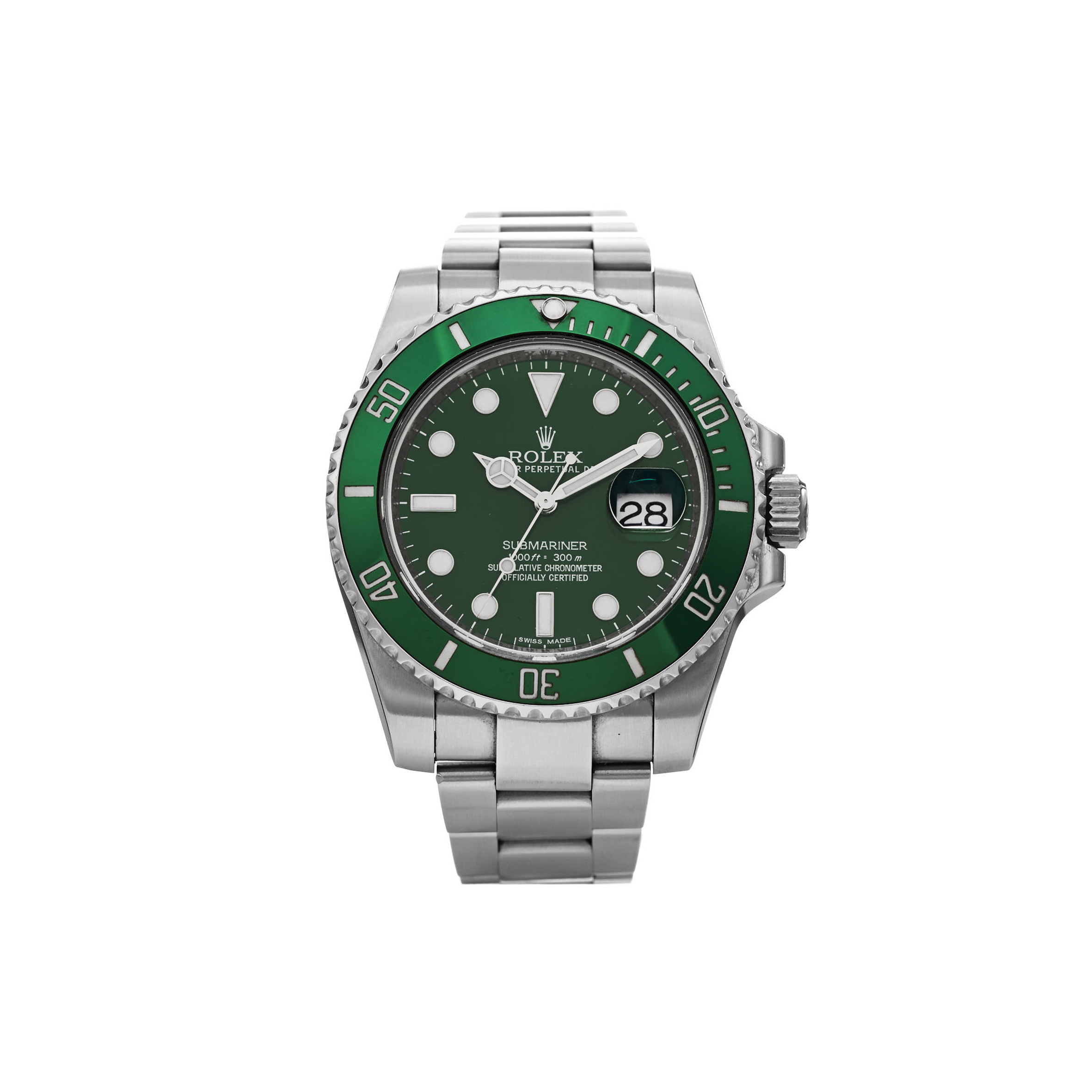 R*l*x stainless steel 40mm oyster perpetual submariner date "hulk" watch green 116610lv