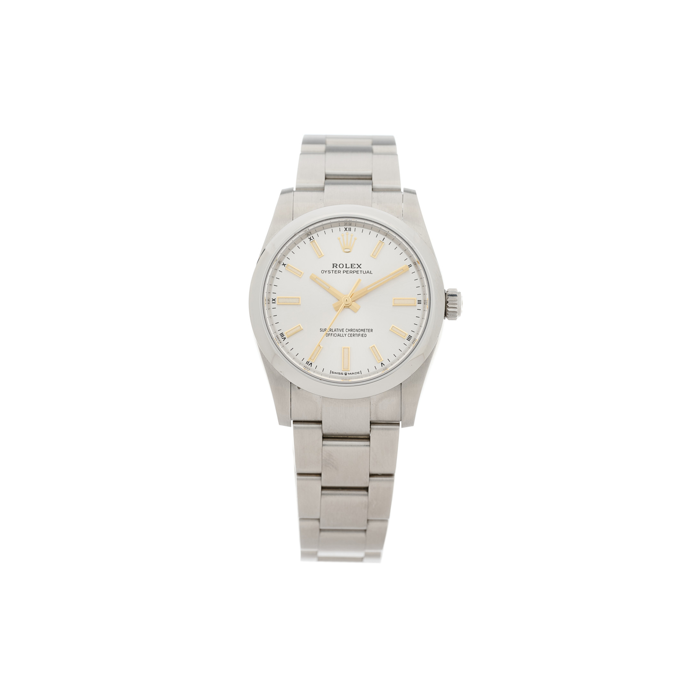 R*l*x stainless steel 34mm oyster perpetual watch silver 124200
