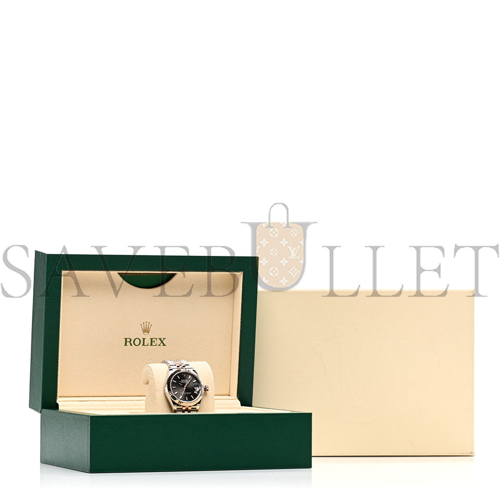 R*l*x stainless steel 18k everose gold 31mm oyster perpetual datejust watch dark rhodium 278271