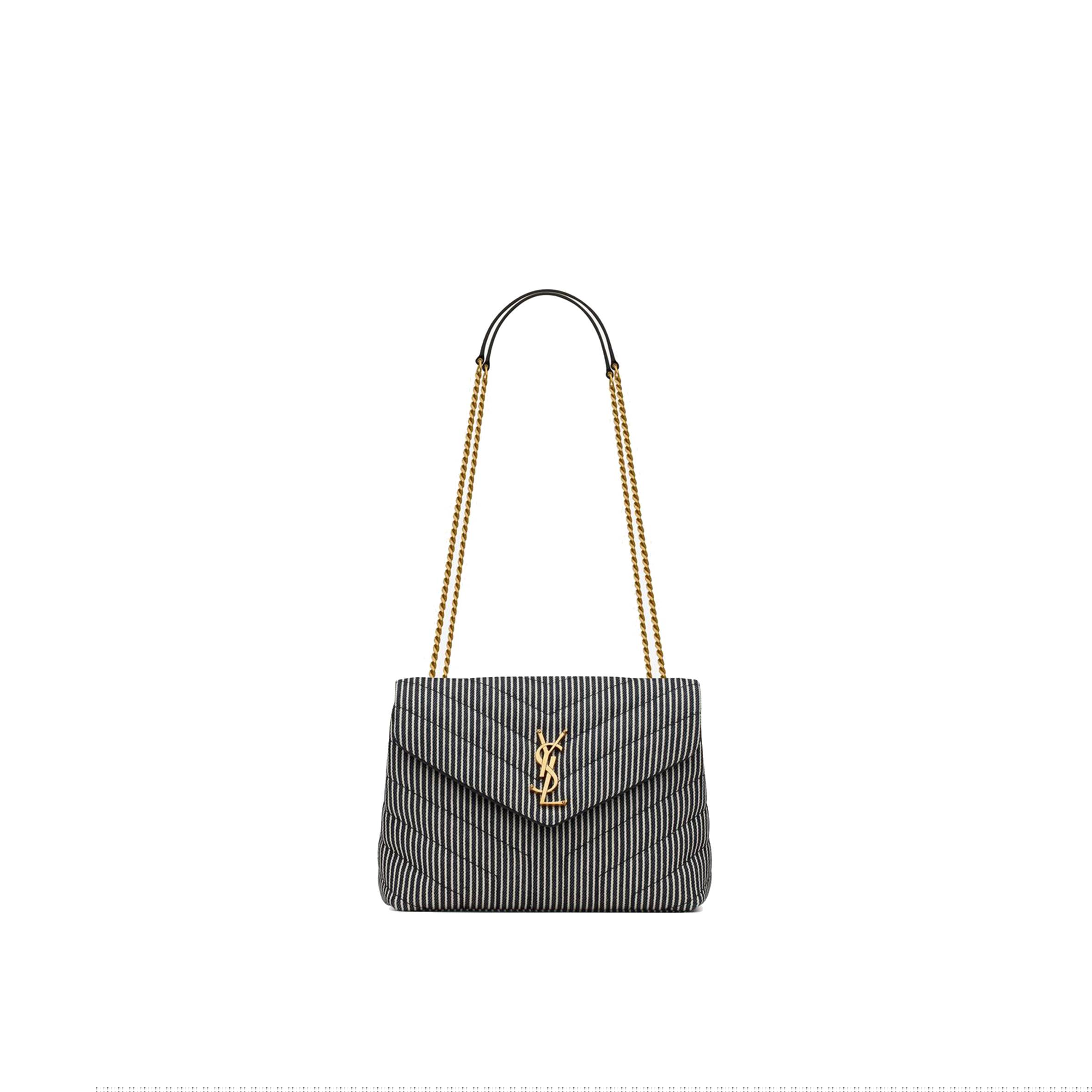 Y*L loulou small chain bag in quilted striped denim 494699faa7g4165 (23*17*9cm)