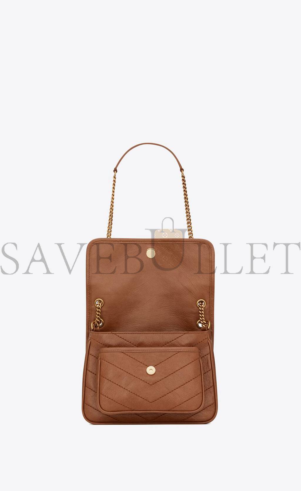 Y*L niki baby chain bag in crinkled vintage vegetable-tanned leather 6331601yg072522 (21*16*7.5cm)