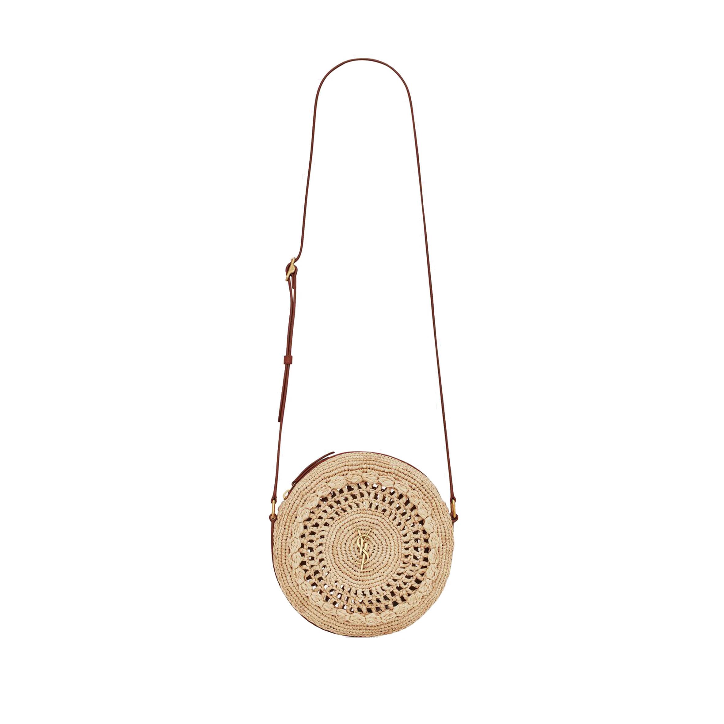 Y*L sac rond in raffia and smooth leather 685601gaaaa2080 (21*21*4cm)