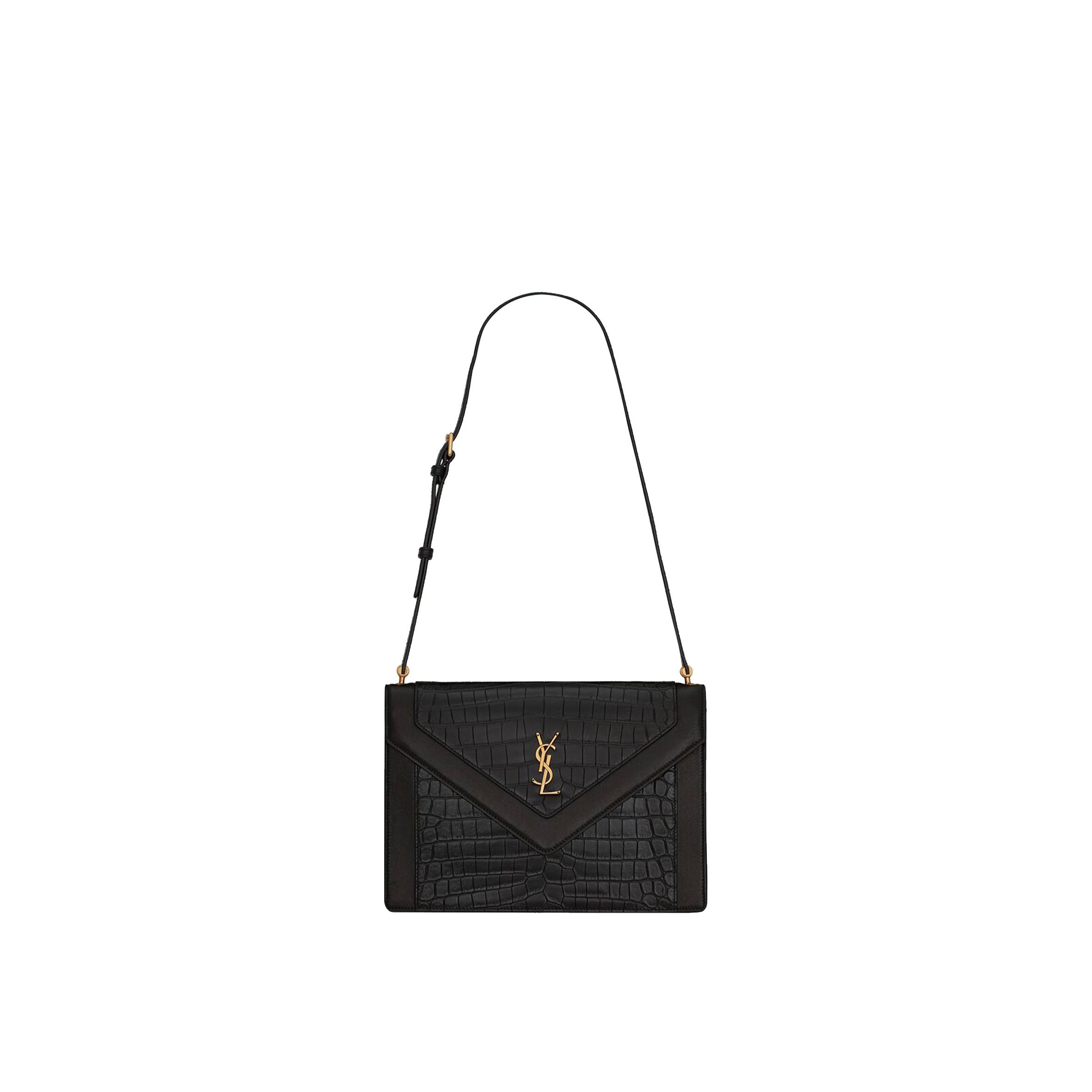 Y*L gaby satchel in crocodile-embossed lacquered leather and lambskin 695724dzeuw1000 (26*18*5cm)