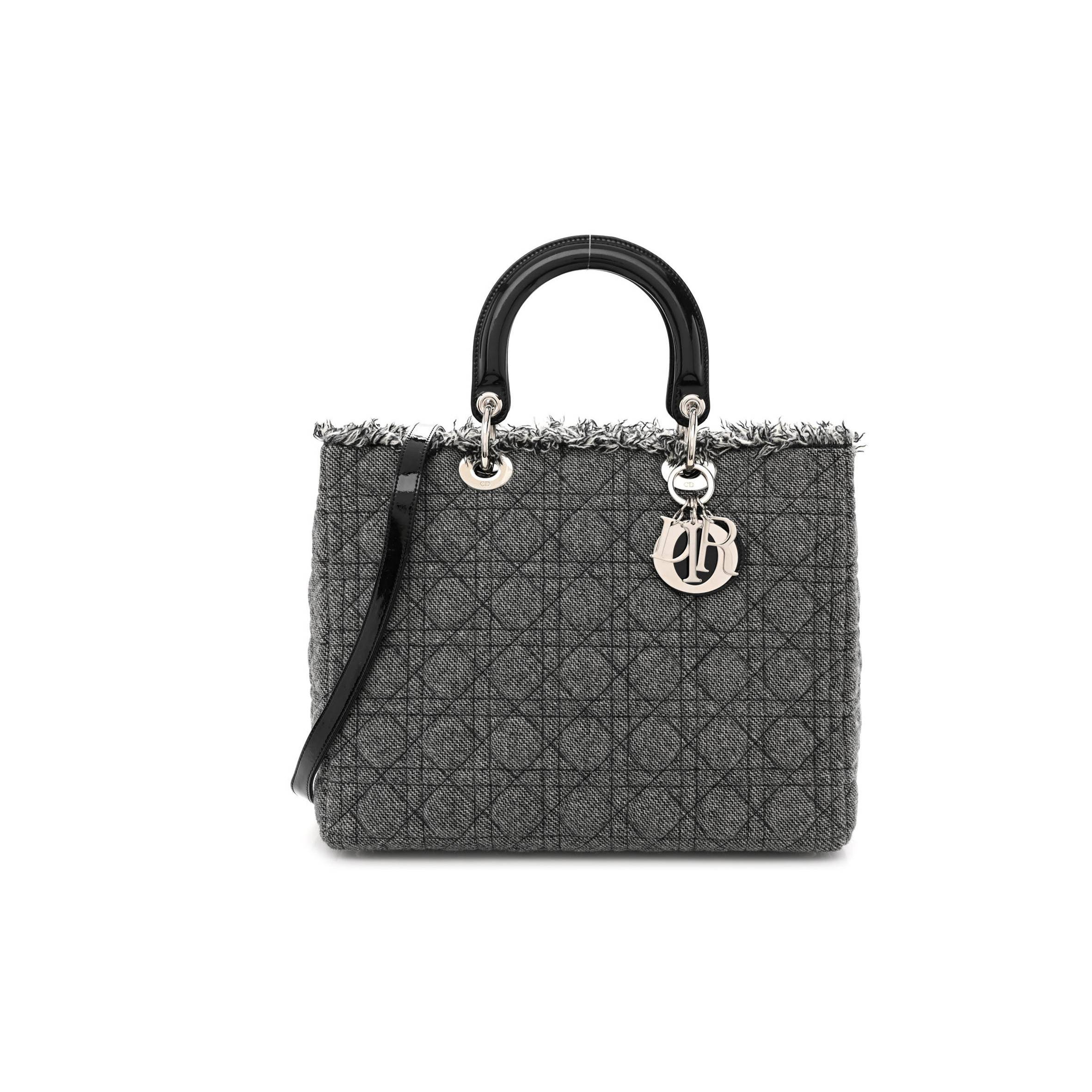 D*or tweed cannage large lady D*or black (32*25*11.4cm)