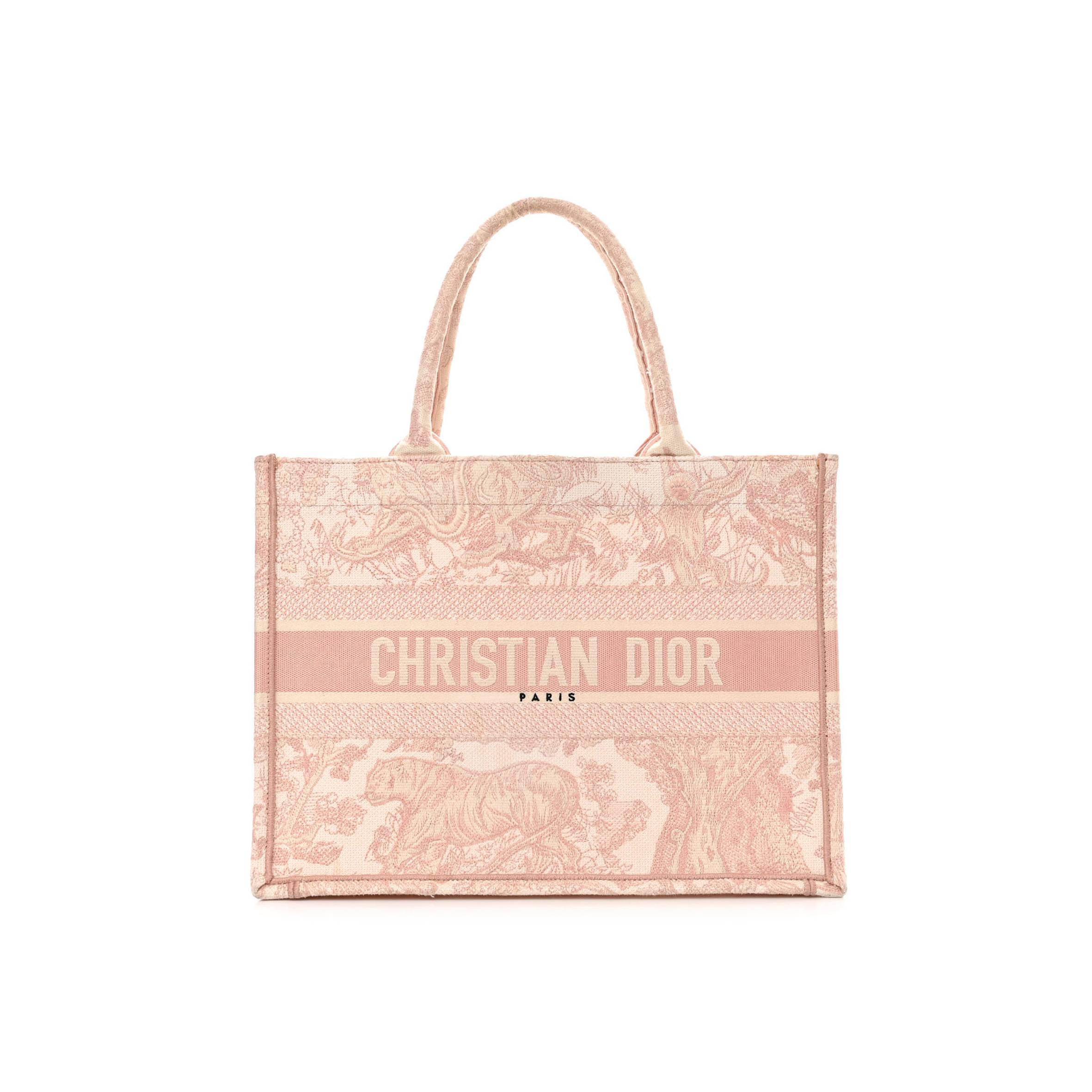 D*or canvas toile de jouy embroidered medium book tote pink m1296zjti-m956 (36*27*16.5cm)