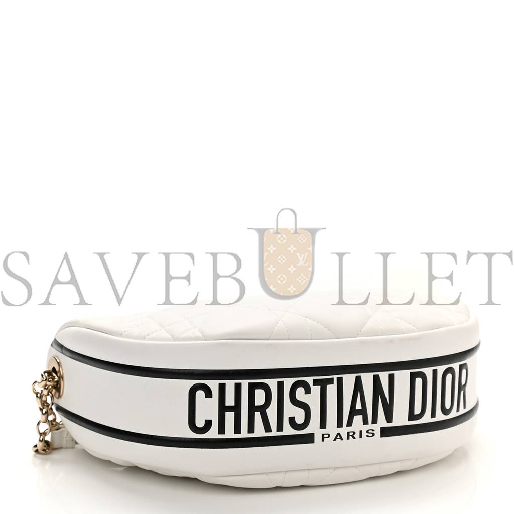 D*or lambskin cannage medium D*or vibe hobo bag white (29*19*8.3cm)