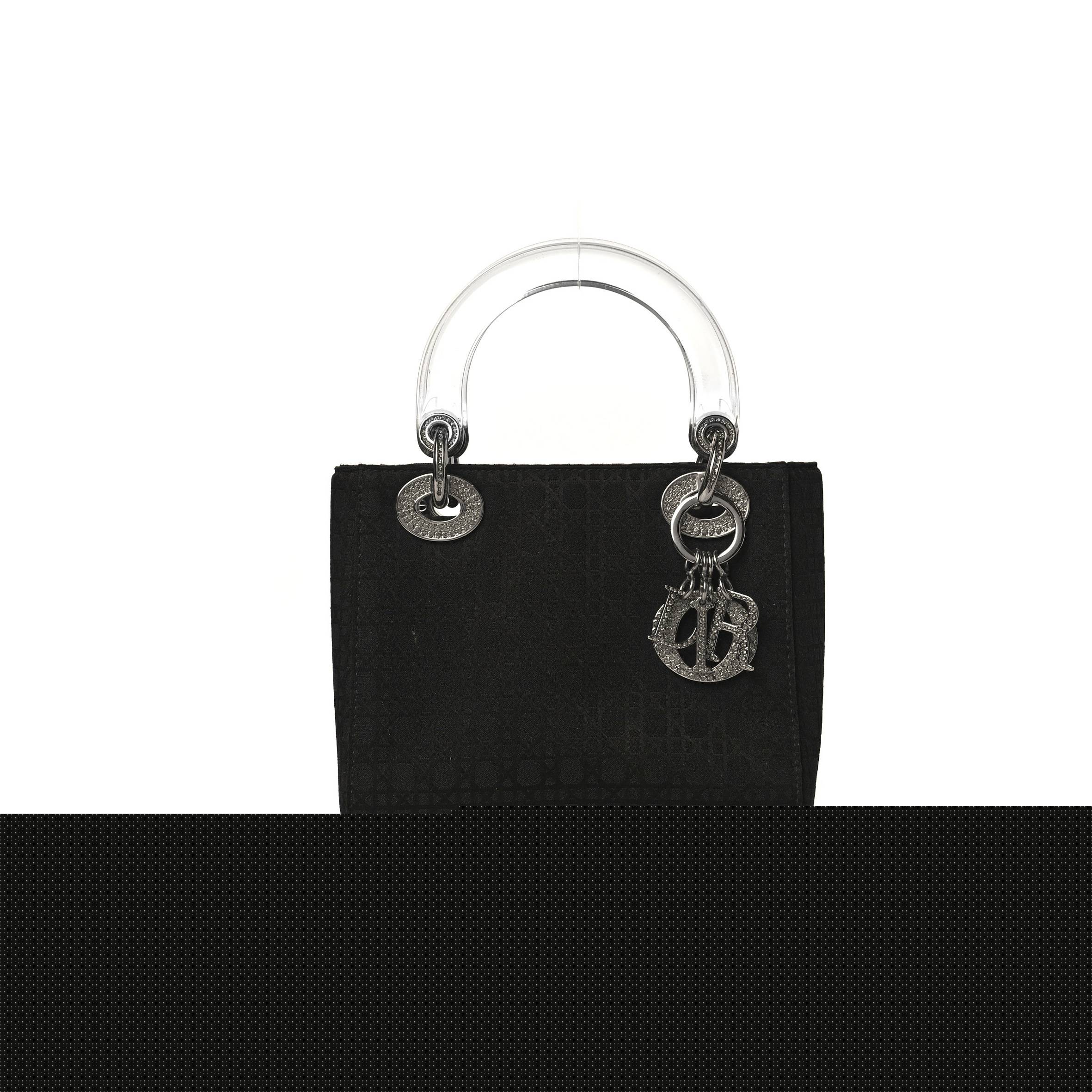 D*or canvas swarovski crystal cannage mini lady D*or black (17*14*7cm)