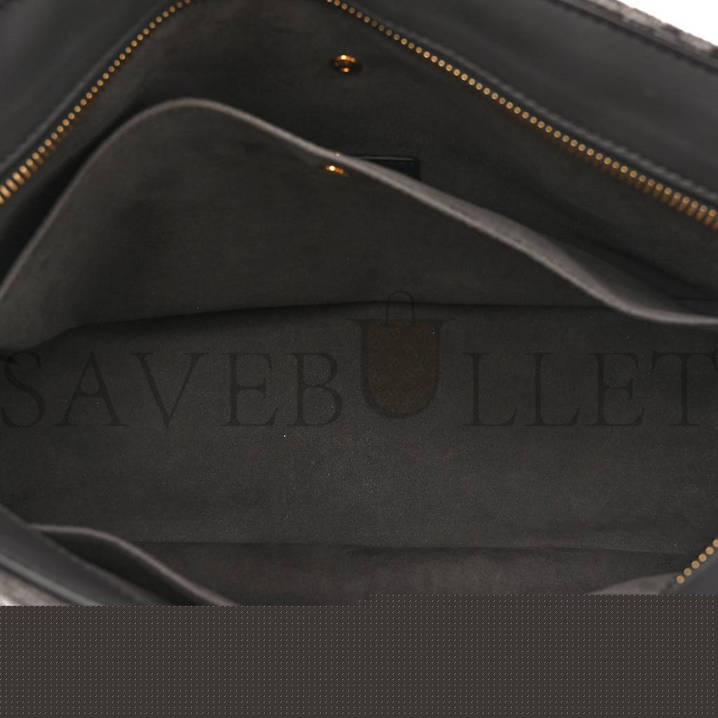 F**di chenille vitello seta plexiglass ff F**di o'lock zipper anthracite asfalto (34*23*13cm)
